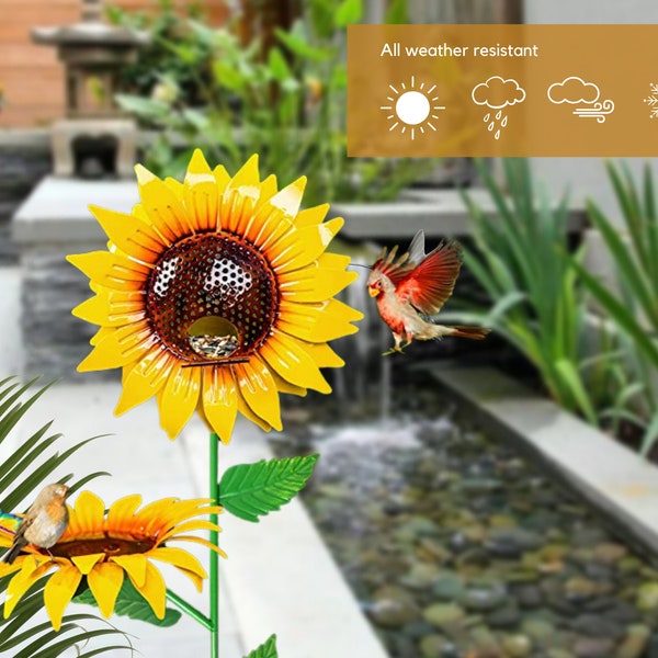 Metal Flower Bird Feeder Etsy