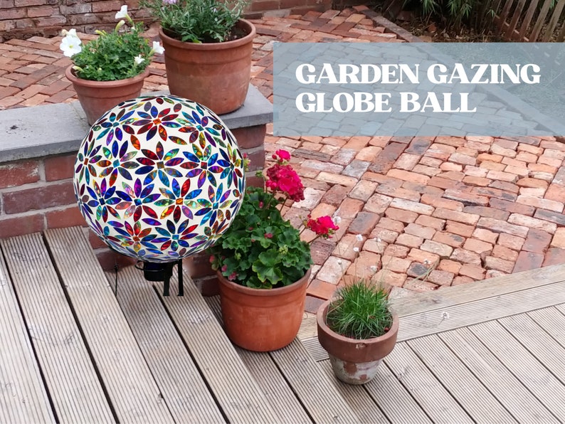 Stained Glass Gazing Globe Glass Garden Decoration Etsy