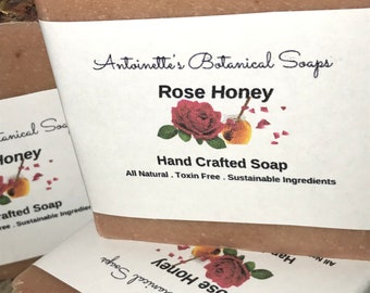 Rose Honey Soap, Cold Process Soap, Luxurious Soap, Moisturizing Soap, Natural Soap, Artisan Soap, Handmade Soap, Small Batch Soap