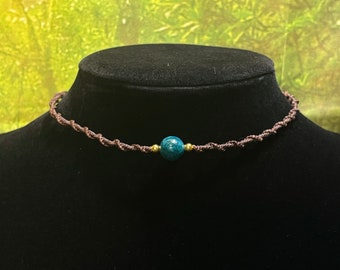 Apatite Macrame  Choker| Gemstone Healing Choker| Adjustable Necklace| Boho Choker| Hippie Necklace| Gift for her| Crystal Necklace