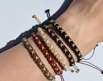 X Star Macrame Bracelet| Adjustable Friendship Bracelet| Couple Bracelet| Boho, Hippie Bracelet| Gift for Her, Him| NUONVZI| #2