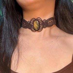 Natural Labradorite Macrame Choker| Yellow Gemstone Choker| Earthy Adjustable Choker| Boho Hippie Necklace| Artisan Jewelry| Unique Choker