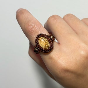 Landskapsring med ädelsten Present till henne Boho-ring Unika anpassade färgsmycken för honom