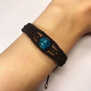 Nuonvzi Greenblue Apatite macramé bracelet, Gift for her, Gift for him, Birthday gift, Bridesmaid gift, Boho bracelet, Hippie bracelet,