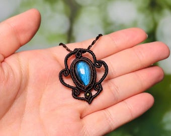 Earthy Labradorite Micro macrame Choker| Bohemian Jewelry Gift for Her | Unique Choker