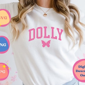 Dolly Pink Butterfly Varsity SVG | PNG | JPG