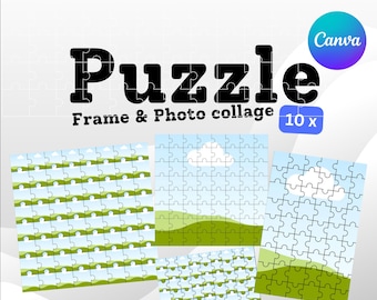 Puzzle Photo Collage: modello cornice Canva (download digitale)