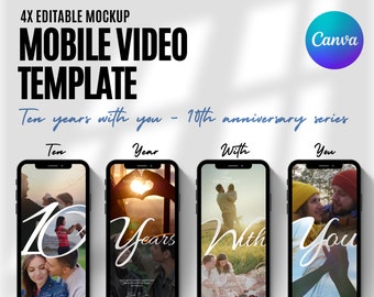 10th Anniversary Mobile Video Template: Editable Canva Design (Digital Download)