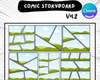 Plantilla de guion gráfico de cómic Vol. 2: Marcos editables de Canva (Descarga digital)