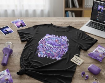 Fan-designed : Apobangpo Whale Illustration Unisex T-Shirt | Purple Ocean Graphic Tee