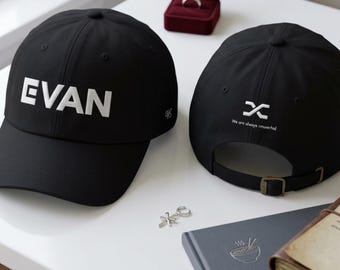 Fan-Made : Minimalist Kpop Inspired Embroidered Cotton Cap, Always Connected, EVAN Embroidered