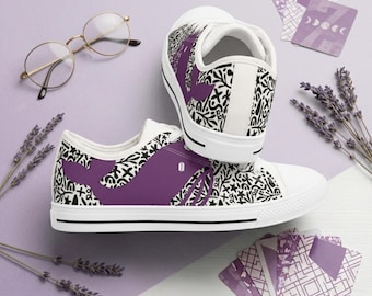 Fandom-inspired Minimalist Purple Whale Sneakers , Kpop Inspired Women's Low-Top Shoes