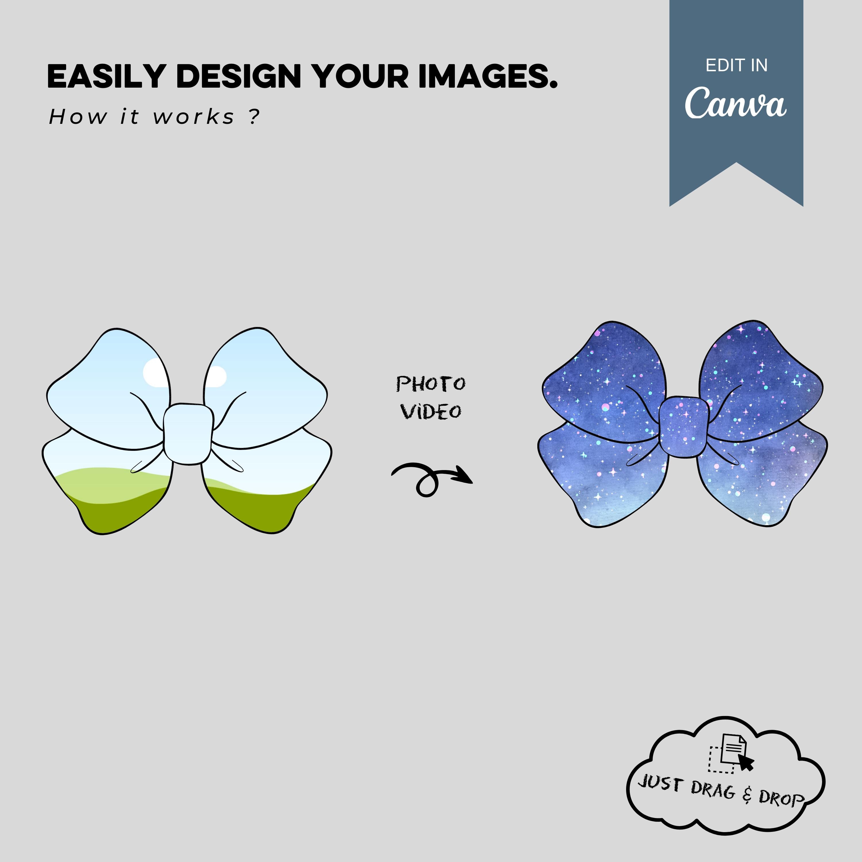 Bows Canva Frames, Trendy Ribbon Canva Frame Template, Girly Bow Canva ...