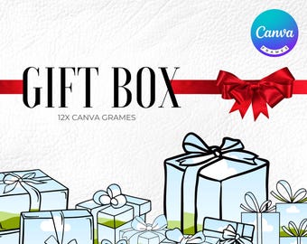 Gift Box Canva Frame: Christmas Presents, Drag & Drop (PDF)