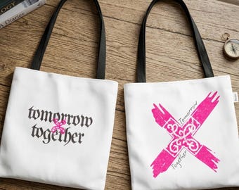 Tomorrow Inspired tote bag | Pink brush X gothic text