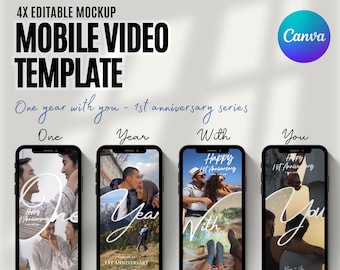 1st Anniversary Mobile Video Template: Editable Canva Design (Digital Download)