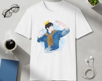 Fan-designed : Ice Prince Figure Watercolor Portrait Unisex T-Shirt | Blue Abstract Illustration
