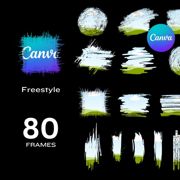 Canva Freestyle Frames Bundle , Editable Canva frames , Custom Background Canva Frames, Fill Your Own Drag Drop Template