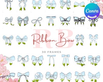 Ribbon Bow Canva Frames: Girly Bow Template (Digital Download)