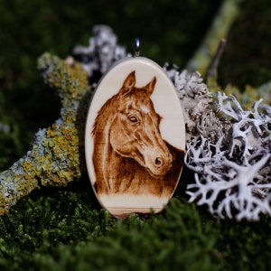 Horse  - handmade woodburned pendant