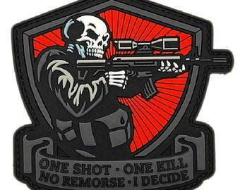 Rubber Patch "One Shot One Kill" with VELCRO® brand hook PVC 