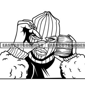 Gangster Woman Wearing Ski Mask Facemask Burglar Carrying Money Stacks Bank Dope Trap House Rap Hip Hop SVG PNG JPG Vector Designs Cut Files