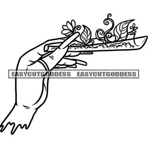 Female Hands Holding Paper Herbs Leaf Long Nails Woman Arms Human Body Manicure New Trending Young Girl SVG PNG JPG Vector Designs Cut Files