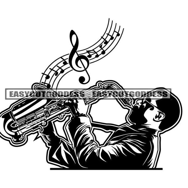 Man Playing Saxophone Music Jazz Musical Instrument Concert Sax Classical Classic Orchestra Musician Art SVG PNG JPG Vector Design Cut Files