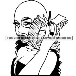 Badass Gangster Woman Wearing Ski Mask Burglar Holding Money Stacks Gangsta Hustler Street Dope Girl SVG PNG JPG Vector Designs Cut Files