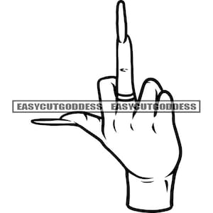 Female Woman Hand Middle Finger Ring Long Nails Street Ghetto Girl Gangster Mean Sign Expression Rap SVG PNG JPG Vector Designs Cut Files