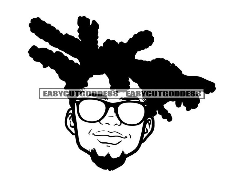Black Man Face Portrait African American Glasses Dreads Locs Etsy