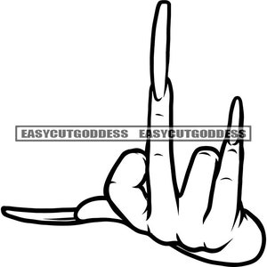 Middle Finger Long Nails Female Hand Street Ghetto Girl Young Woman Gangster Funky Manicure Mean Sign SVG PNG JPG Vector Designs Cut Files