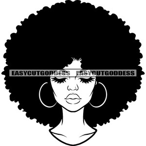 Hübsche Melanin Frau Afro Kinky Frisur Lange Wimpern Kosmetik Frau Schwarz Mädchen Magie African Nubian SVG PNG JPG Vektor Design Cut Files