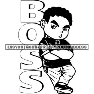 Boss Baby Boy Melanin Kid Curly Hair Swag Flow Toddler Hustler Grind Dope Boy Grinding SVG PNG JPG Vector Designs Sublimation Cutting Files