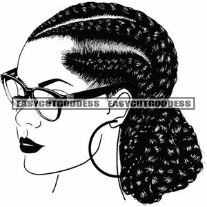 Mixed Ethnicity Woman Face Braids Bun Hairstyle Make Up Beauty Salon Melanin Portrait Stylish Closeup SVG PNG JPG Vector Designs Cut Files