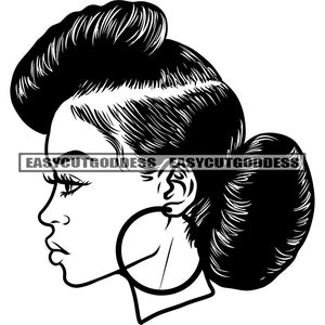 Beautiful Latina Woman Hair Bun Wedding Classy Hairstyle Make Up New Trending Closed Up Portrait Melanin SVG PNG JPG Vector Design Cut Files