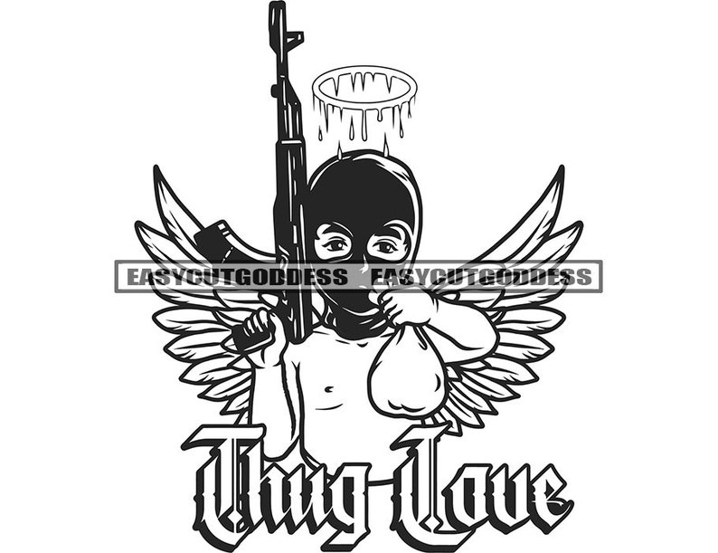Thug Love Baby Boy Gangster Angel Handgun Riffle Weapon Ski Etsy