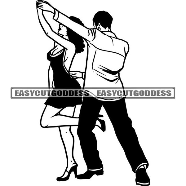 Stepper Dancing Chicago Style Black Couple Dancer Dance Step Tango Traditional Rumba Folk Vintage Retro SVG PNG JPG Vector Designs Cut Files