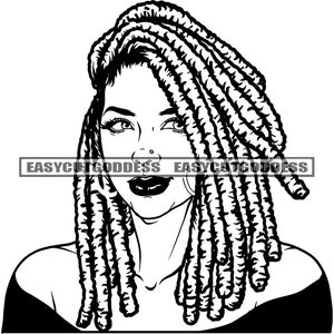 Pretty Woman Dreads Locs Hairstyle Dreadlocks Fashion Black African American Female Stylish Ethnicity SVG PNG JPG Vector Designs Cut Files