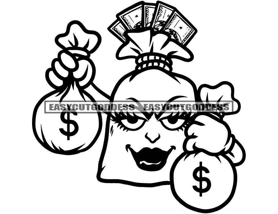 Hustler Female Money Bag Cartoon Character Bag Full of Cash Etsy