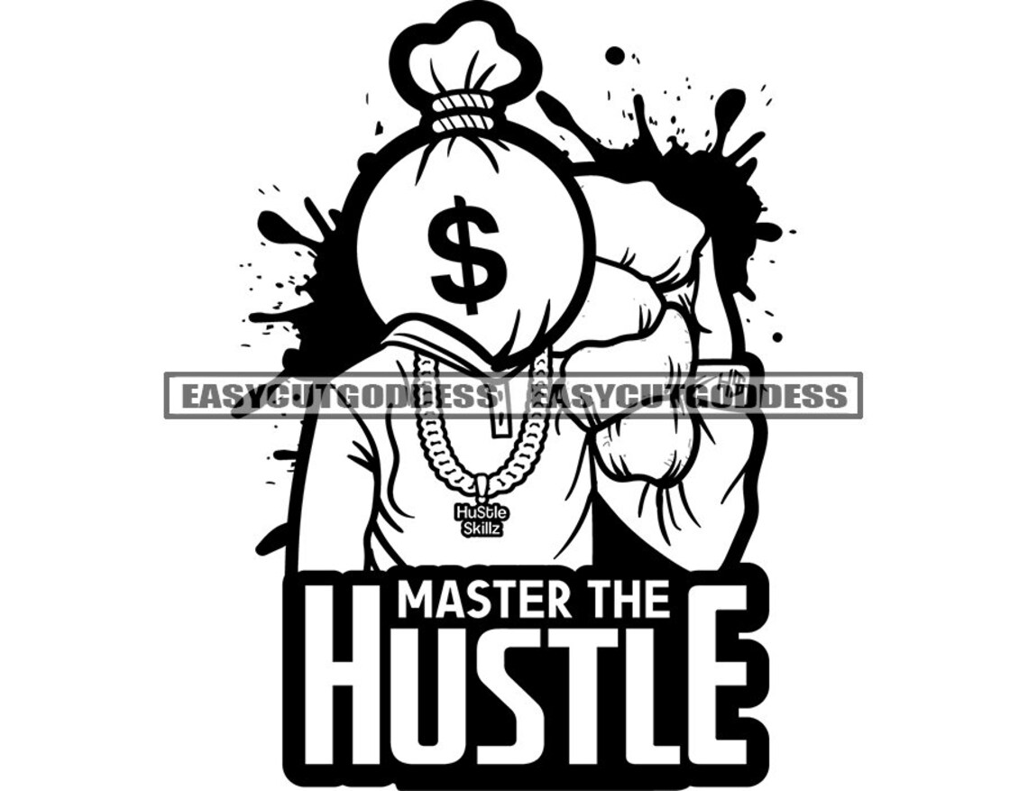 Gangster Man Money Bag Head Master the Hustle Hustler Savage - Etsy