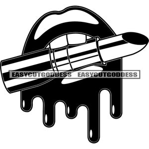 Mouth Lips Dripping Lipstick Lip-gloss Make-up Cosmetic Glamour Shiny Closeup Glossy Smudge Cosmetology SVG PNG JPG Vector Designs Cut Files