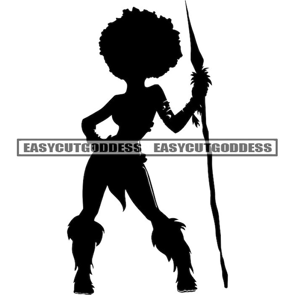 Female Afro Woman Warrior Fighter Silhouette Chief Native Leader Feather Headdress Indigenous Mascot SVG PNG JPG Vector Designs Cut Files