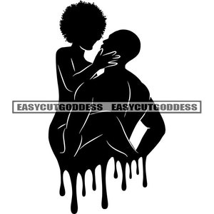 Romantic African American Black Couple Silhouette Nature Love Soulmates Relationship Goals Affectionate SVG PNG JPG Vector Designs Cut Files