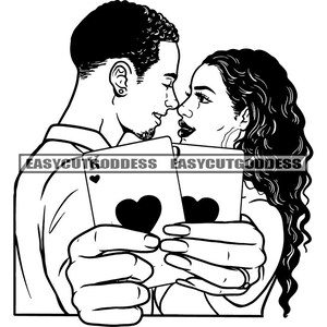 Romantisches Paar König Königin Herz Casino Karte Beziehung Ziele Herzen Liebe liebevolle Bindung SVG PNG JPG Vektor Designs Cut Files