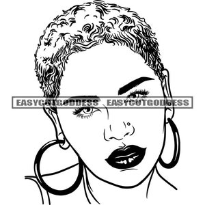 Mooie Melanine Vrouw Kort Blond Haar Kinky Afro Afrikaans Meisje Model Stijlvolle Mix Etniciteit Vrouwlijk SVG PNG JPG Vector Ontwerpen Gesneden Bestanden