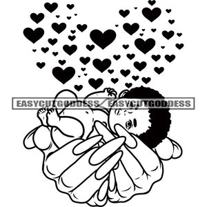 Woman Hands Carrying Newborn Baby Boy Hearts Around Male Children Child Motherhood Infant Little SVG PNG JPG Vector Designs Cutting Files