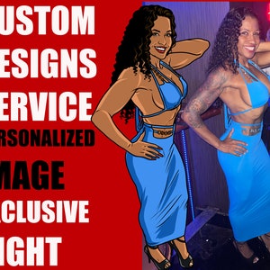 Servicio de diseño personalizado Servicio de diseño gráfico profesional personal Diseños personalizados expertos a pedido Retrato de personaje de dibujos animados Logotipo comercial
