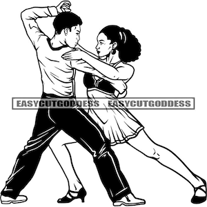 Young Couple Dancing Steeper Chicago Style Dancer Dance Step Tango Traditional Rumba Folk Retro Vintage SVG PNG JPG Vector Designs Cut Files