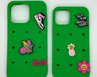 Crocs Charms Compatible iPhone Case | Customizable Jibbitz Silicone Cover